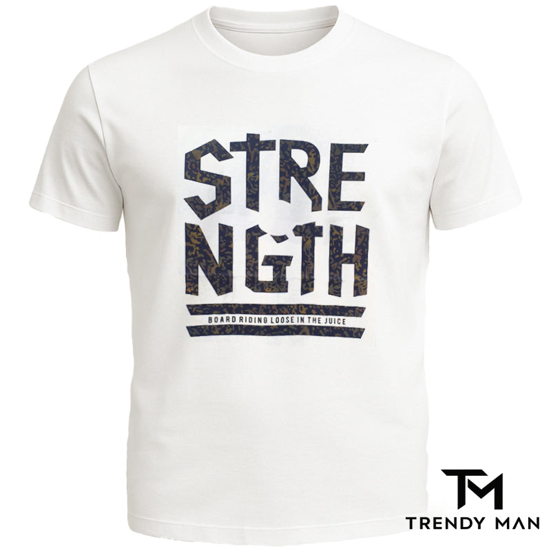 Мъжка тениска ''STRENGTH'' в бял цвят R803