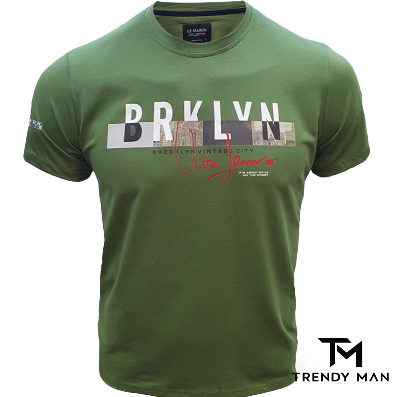 Мъжка тениска ''BRKLYN'' в зелен цвят R818