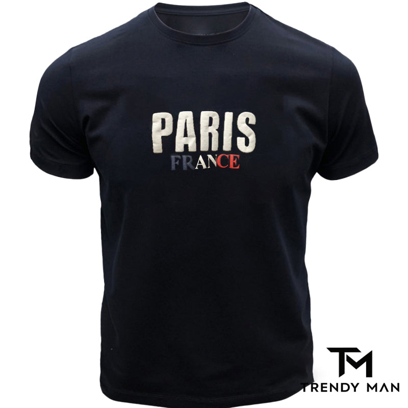 Мъжка тениска ''PARIS'' в син цвят R821